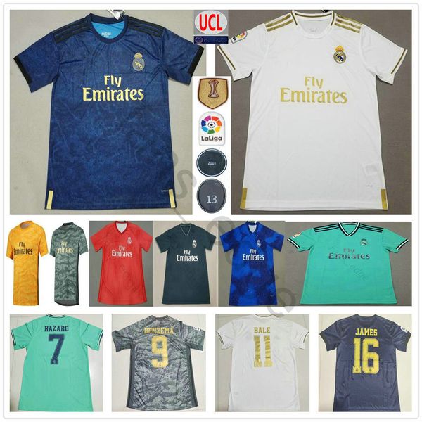 

2019 2020 real madrid soccer jerseys hazard modric jovic rodrygo vinicius jr benzema sergio ramos custom man woman kids 4th football shirt, Black;yellow