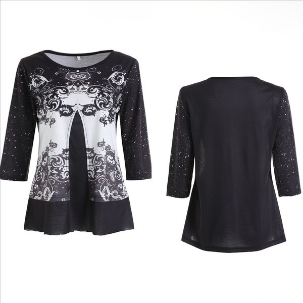 

2019 large size 7-point sleeve 3d printed t-shirt 2019 large size women's 7-point sleeve women's 3d printed t-shirt digital digita, White