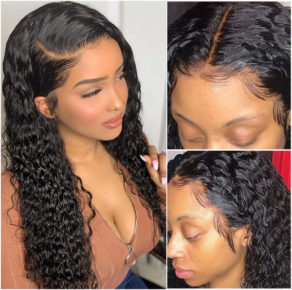 

360 lace wig brazilian human hair loose curly 150% density with preplucked bleached knots natural hairline, Black;brown