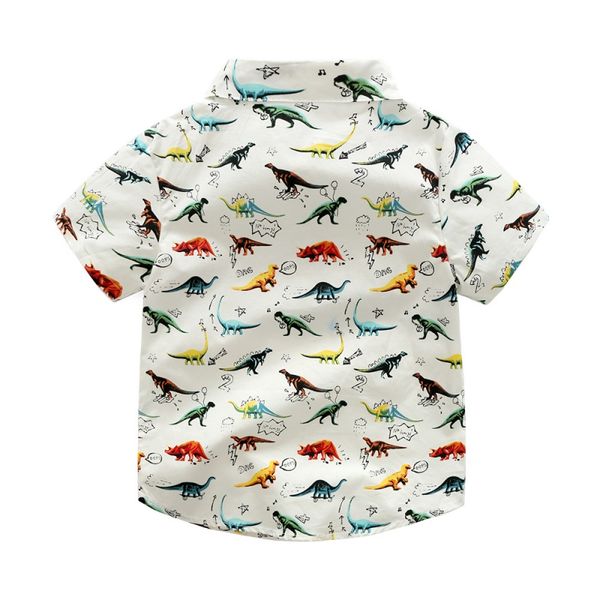 

2019 summer baby boys shirt cute dinosaur casual cartoon wild short-sleeved clothes children's clothing shirt, White;black