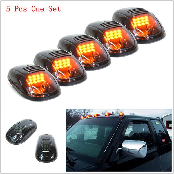 

mayitr 5pcs/lot led car cab roof marker light smoked amber running led car external lights for truck suv pickup 4x4 lamp