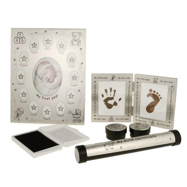 

baby souvenirs kit p frame + handprint footprint maker inkpad + birth certificate holder tooth box for baby shower gift