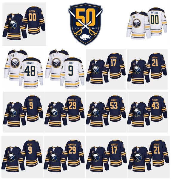 

53 jeff skinner 50th anniversary buffalo sabres jerseys 9 jack eichel 26 rasmus dahlin jason pominville 6 colin miller wilson hockey jerseys, Black;red