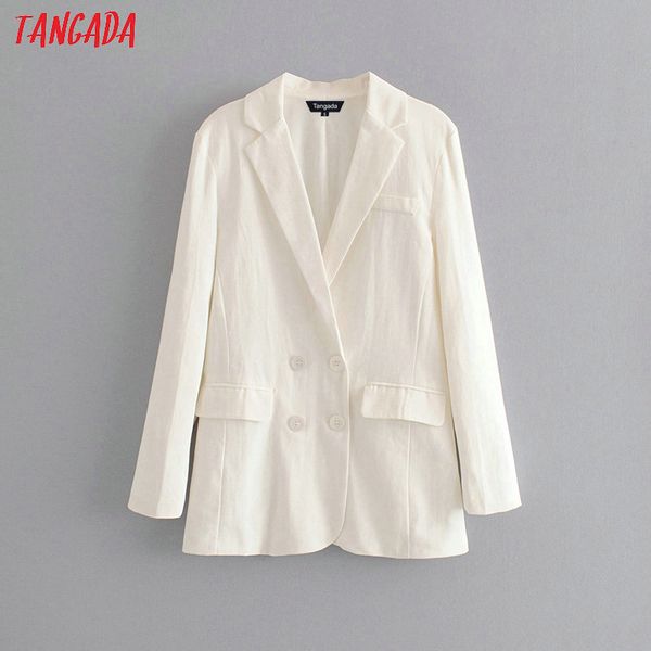 

tangada women loose white blazer long sleeve notched collar double breasted office lady work blazer coat ladies casual da73, White;black