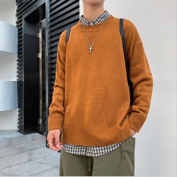 

2019 original fashion brand loose thread clothing autumn pullover couple men's round neck sweater large sweater, Black