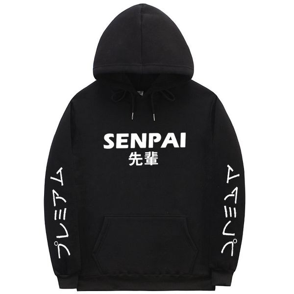 

fashion japanese streetwear senpai hoodie sweatshirt multiple colour men women hoodies pullover sudadera hombre, Black