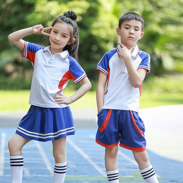 

baby clothes summer 2019 new student suit short sleeve sports stitching 2 4 6 8 10 12 14 16 years boys girls clothes, White