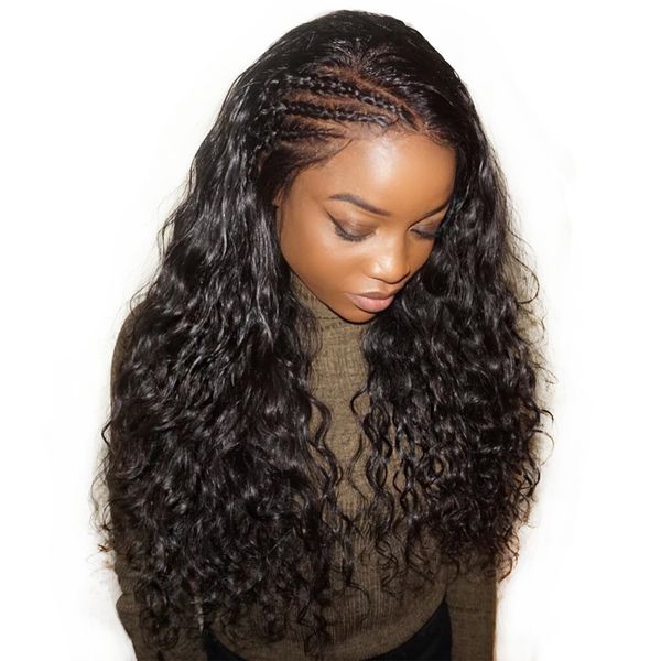 

13x6 lace front wig 250 full density lace front human hair wigs for women brazilian loose curly human hair wigs comingbuy remy, Black