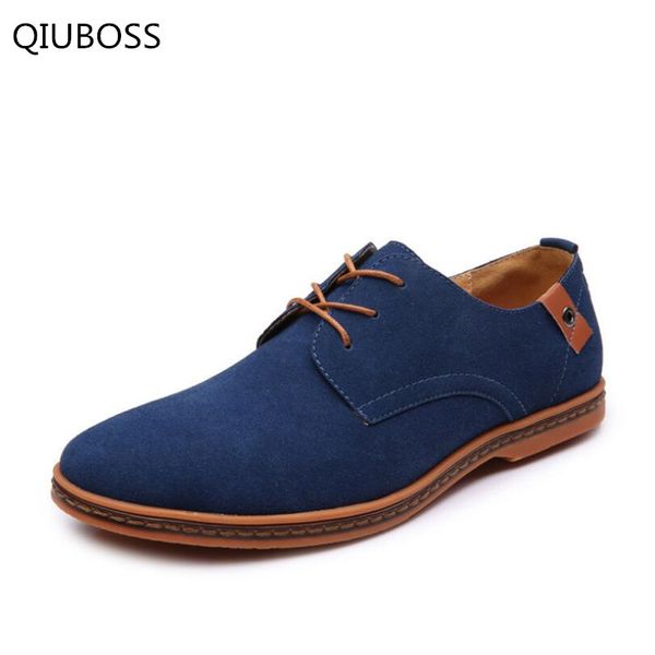 

qiuboss 2018 new spring autumn men casual shoes fashion men flats lace up male suede oxfords leather shoes footwear q429, Black