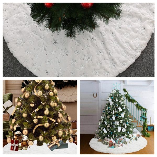 

white plush christmas tree skirt with invisible nylon clasp xmas tree decorative mat holiday home decor supplies