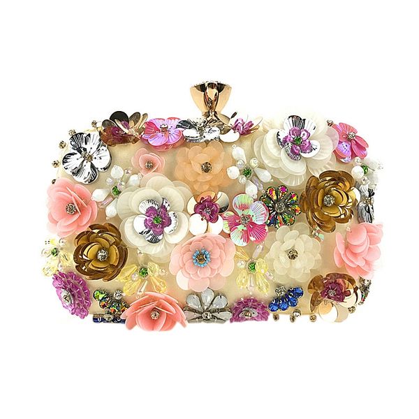 

fggs-ladies party clutch bag flowers beaded bridal bag shoulder wedding dress clutch dinner