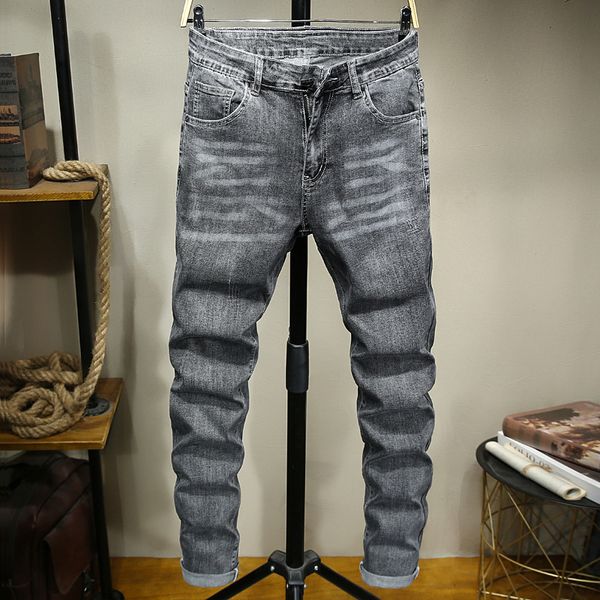 

big size 42 44 46 men jeans classic men's clothing casual denim trousers men regular gray jean pants male plus size trousers, Blue