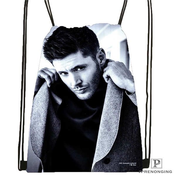 

custom supernatural @03-drawstring backpack bag cute daypack kids satchel (black back) 31x40cm#180611-01-30