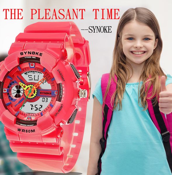 

kids watches girls multi-function 50m waterproof baby watch led digital double action girl watch zegarek dzieciecy, Blue