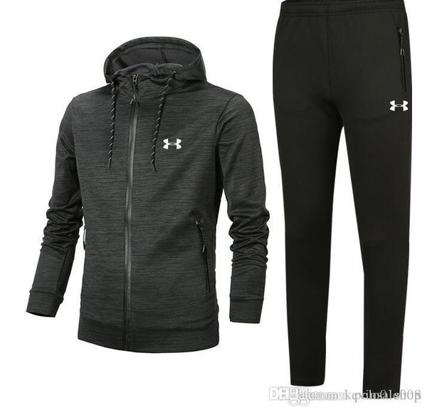 

tracksuit 2018 version spring autumn mens tracksuits print zipper suit +pants mens casual sweatshirt sport suits, Gray