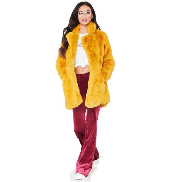 

long winter faux fur coat women thicken winter fake fur streetwear coat female warm ticket fake coats for women, Black