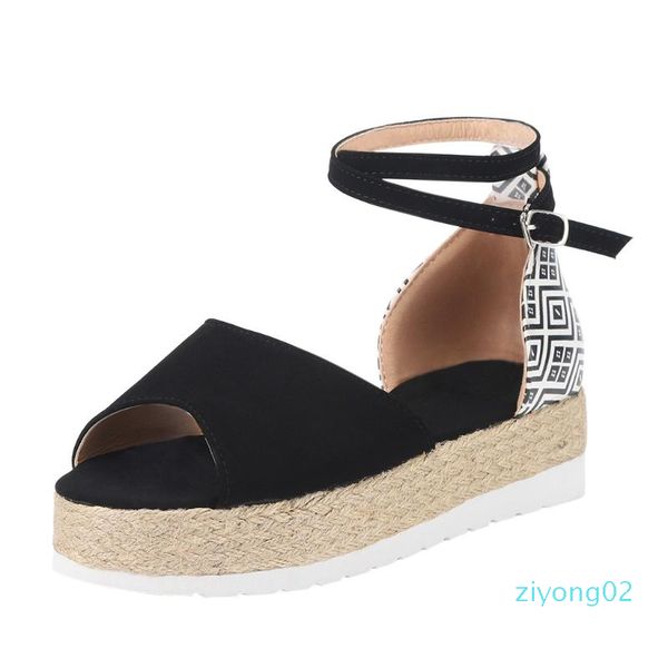 

flat sandals women 2020 comfortable platform ladies fashion casual sandals big size platform wedges roman shoes#35 z02, Black
