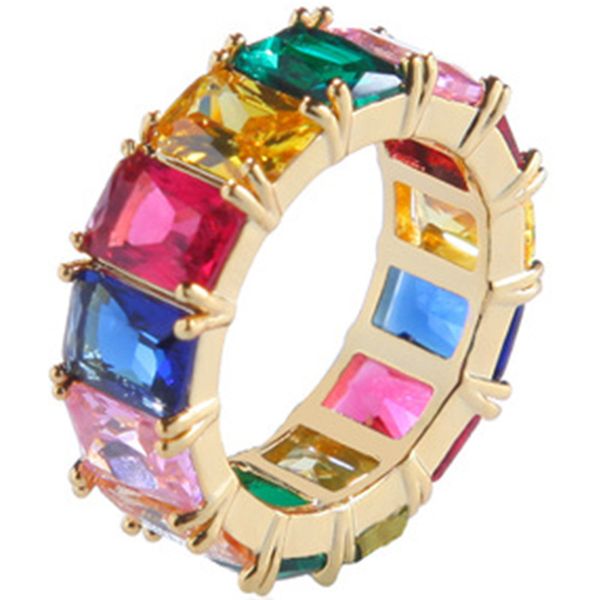 

luxury women rainbow cz gold color finger ring for women fashion engagement wedding band ring jewelry, Slivery;golden