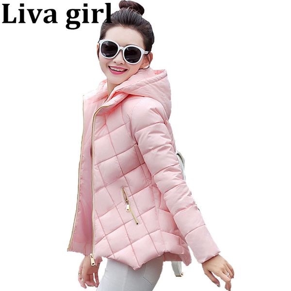 

liva girl plus size 4xl 2017 latest winter jacket female irregular parka mujer black pink hooded women coat slim leisure outwear