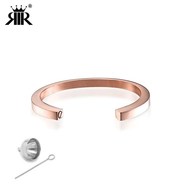 

rir five colors stainless steel cremation bracelet ash urn bangle laser engraved popular cremation jewelry unisex, Black
