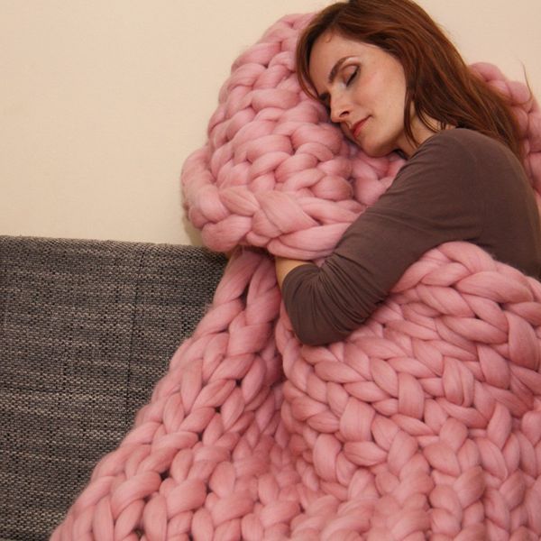 

100% merino wool bulky knitted blanket handmade warm winter chunky weighted blankets throw sofa bed plane cobertor home decor