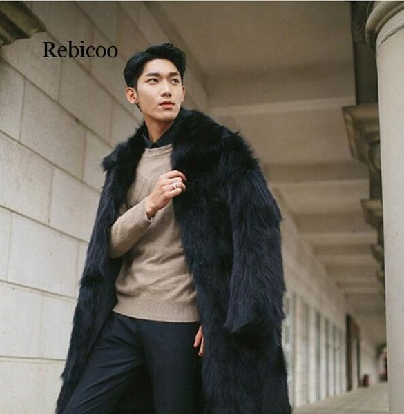 

black blue autumn faux leather jacket mens winter thicken warm fur leather coat men loose jackets fashion b235