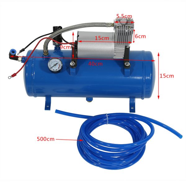 

150psi 12v mini electric air compressor with 6 liter tank tyre inflator pump for air horn train truck rv auto bicycles tire