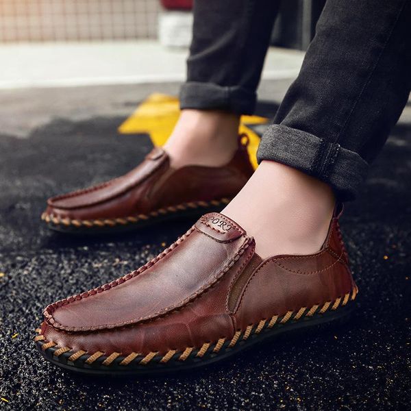 

2020 british style men shoes business casual leather oxfords new 2019 autumn lace up men flats handmade men casual shoes 2a, Black