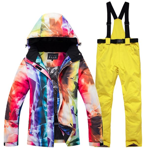 

2019 womens ski suits hoodie warm jackets overalls sports female snow suits snowboarding waterproof woman clothes sets -30