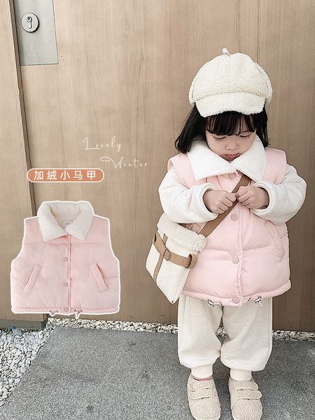

baby girls cotton vest vest new 2019 winter children pink cute kids thicking warm waistcoats, Blue