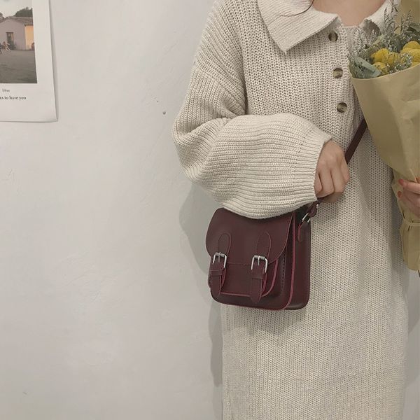 

women's bag 2020 new women's shoulder bag retro fashion retro small square brown simple style