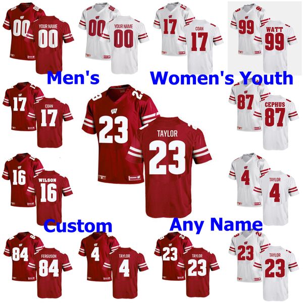

custom wisconsin badgers college football jerseys kids youth garrett groshek jersey bradrick shaw jake ferguson zack baun red stitched, Black