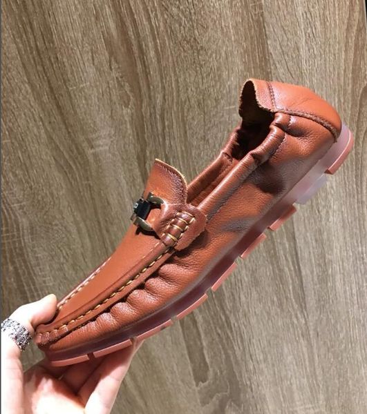 

original box] brands new mens loafers genuine leather dress wedding casual walk office work man moccasin shoes size 38-44, Black