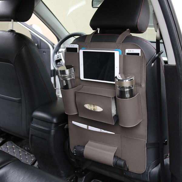 

travel car seat back storage bag pu leather scratch proof multi-pocket automobile organizer holder for cars truck van c66
