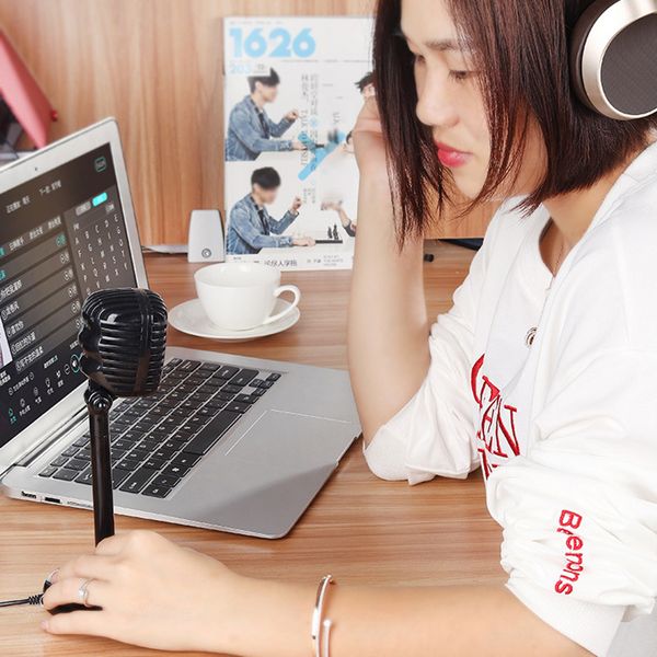 

vintage style universal usb 3.5mm deskmicrophone meeting office gaming mic