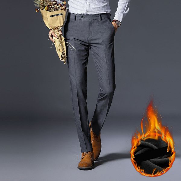 

men's pants mrmt 2021 brand autumn winter middle-aged trousers casual for male suits velvet, Black