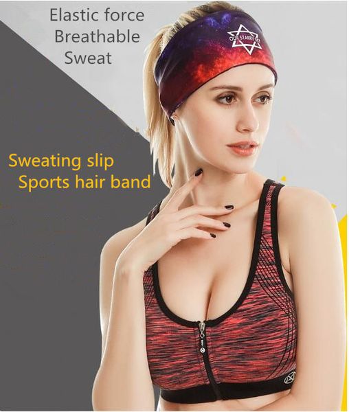 

new sports men and women wide hair banded sweat-absorbent sweat towel hair band running basketball headband, Blue;gray