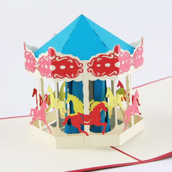 

carousel horse luxury /3d up greeting card/ handmade kirigami card ing