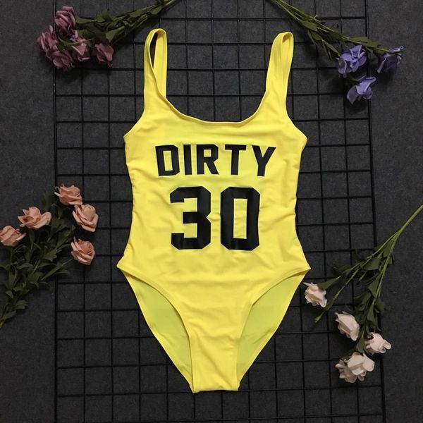 

dirty 30 black letter printed one-piece swimsuit one-piece vest swimsuit shorts vest shorts letter printed female summer, White;black