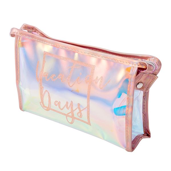 

new colorful transparent cosmetic bag simple portable large capacity travel girl heart jelly laser wash bag