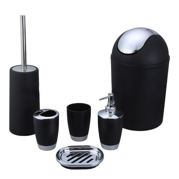 

прибытие 6 шт пластиковые bathbathroom set, туалет brush set - black white