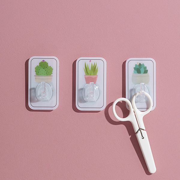 

3pcs botanical garden hook traceless sticky coat hook hanger on glass, ceramic brick bathroom tool holder for towel keychain