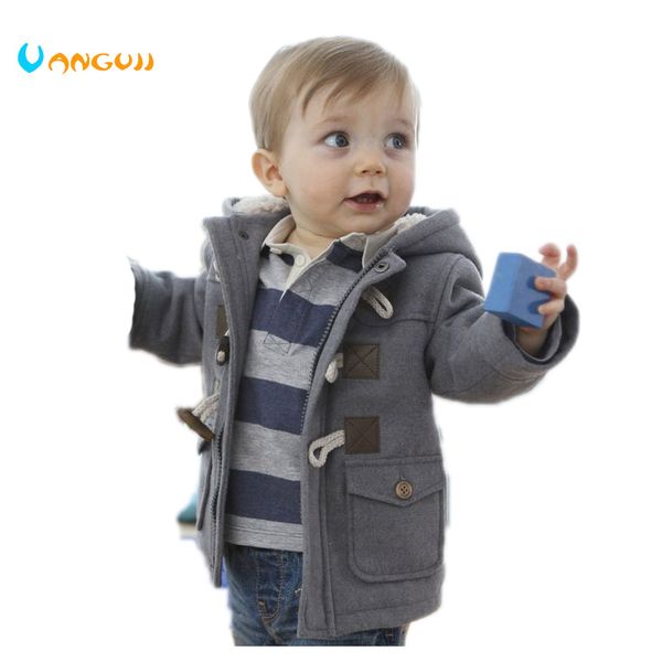 

2018 new boys winter jacket clothes 2 color kids outerwear coat baby hick clothes children clothing with hooded classic models, White
