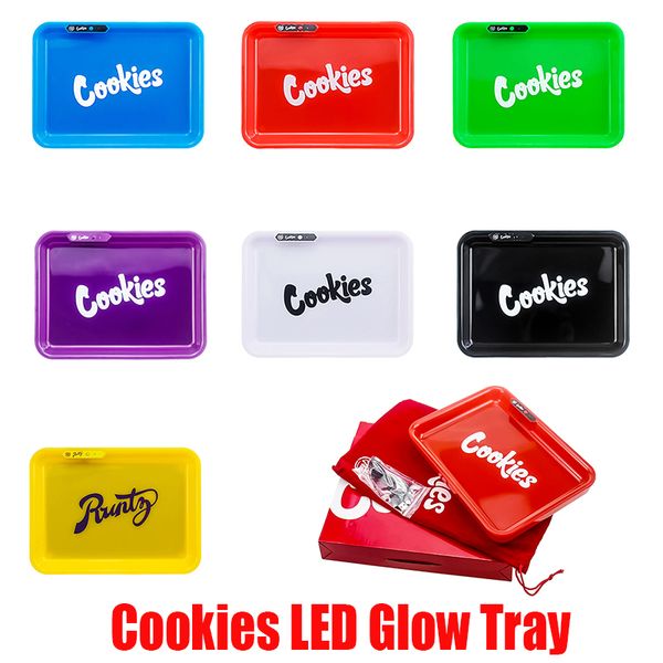 

LED Glow Tray Rechargeable Cookies SF California Runtz Skittles Alien Labs Featured Dry Herb Rolling Tobacco Storage Holder In Stock