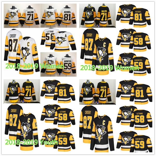 

pittsburgh penguins 87 sidney crosby 71 evgeni malkin 58 kris letang 66 hagelin lemieux 30 murray 59 guentzel hockey jerseys, Black;red