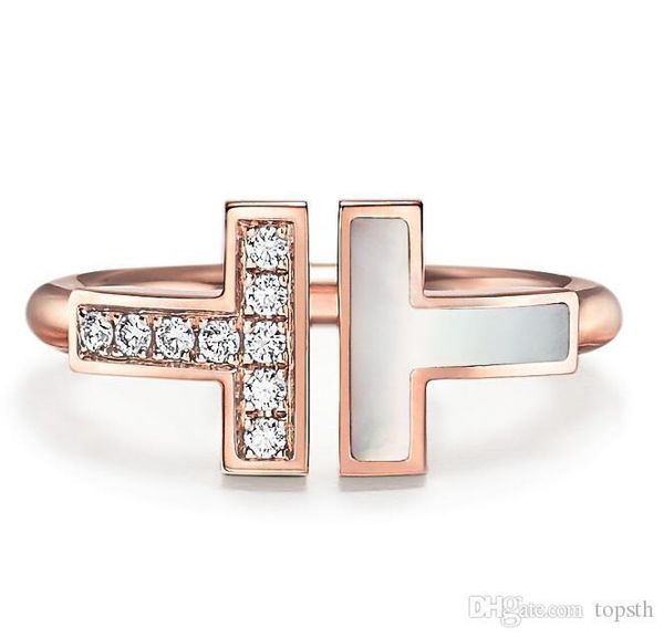 

2020 new rose gold inlaid pearl mother shell and diamond square ring woman fashion jewelry gift, Silver