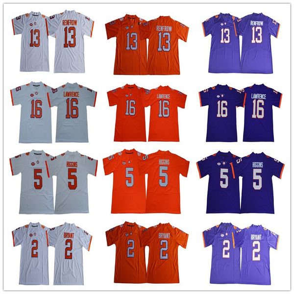 

2020 ncaa clemson tigers 16 trevor lawrence 5 tee higgins 2 kelly bryant 4 deshaun watson 13 hunter renfrow football jerseys s-3xl, Black;red