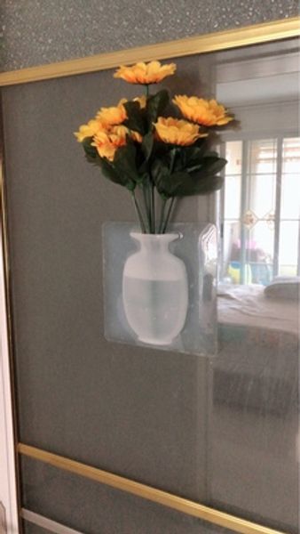 

trill gui jiao hua bottle refrigerator glass seamless stickers magic xiang jiao tie wall magic wall-mounted flower vase