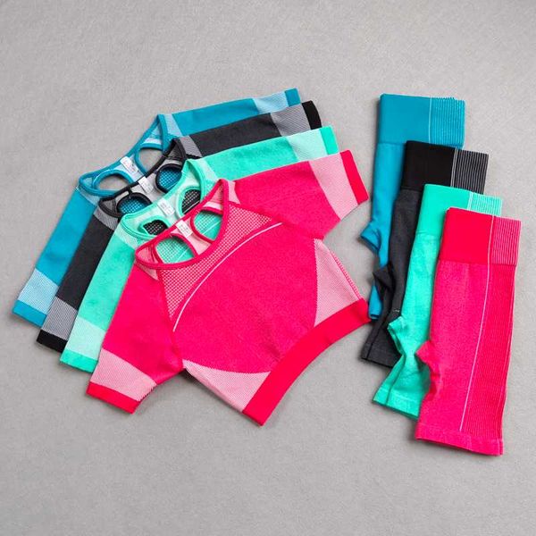 

высокая талия женщины sportwear gym шорты бесшовные йога set 2 шт спортивный костюм женский тренировки одежда средство футболках, White;red