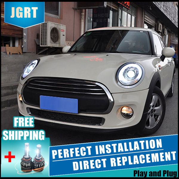 

car styling for 14-19 mini f56 cooper headlight assembly for f56 led head lamp angel eye led drl front light h7 with hid kit